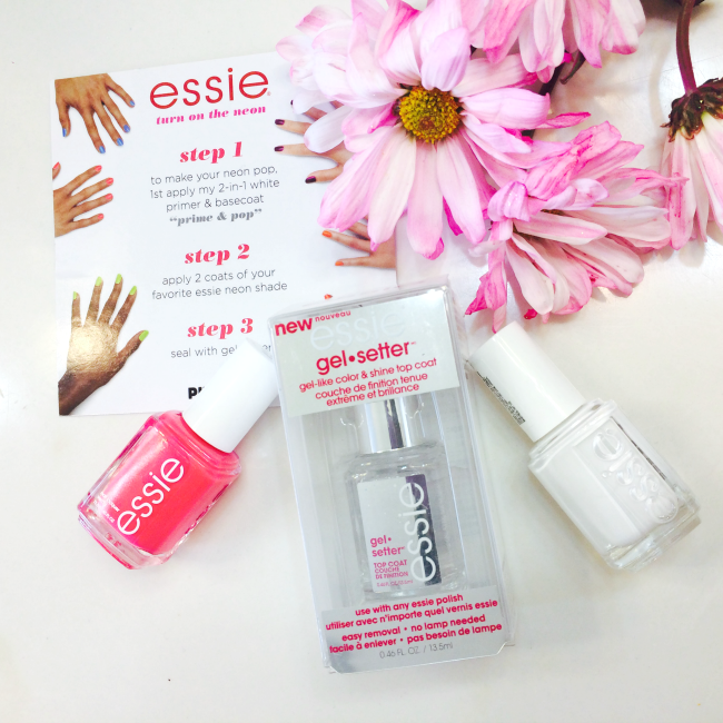 How to Get a Neon Pedicure Using Essie 2-in-1 White Nail Primer and Gel-setter